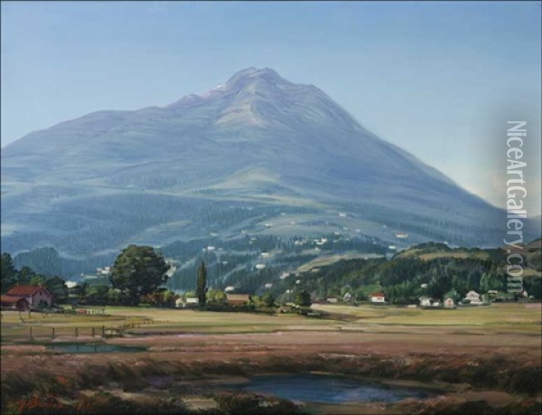 Houses In Foothill Landscape Oil Painting - Henry Joseph Breuer
