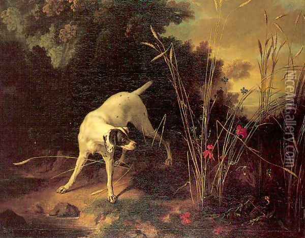 A Dog on a Stand 1725 Oil Painting - Jean-Baptiste Oudry