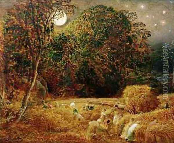Harvest Moon Oil Painting - Samuel Palmer