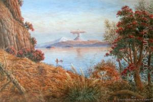 Evening Glow, Lake Taupo Oil Painting - Thomas Darby Ryan