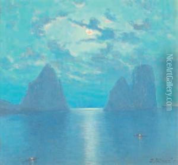 Luna Sui Faraglioni Di Capri Oil Painting - Salvatore Petruolo