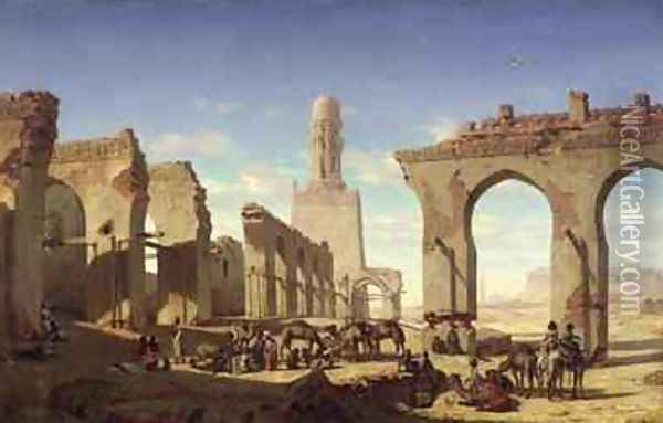 Ruins of the Mosque of the Caliph El Haken Oil Painting - Prosper-Georges-Antoine Marilhat