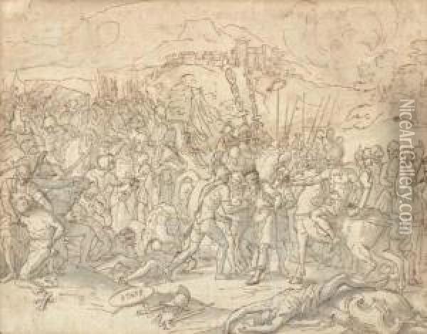 Victoire Des Romains Avec La Prise D'unroi Oil Painting - Raymond Lafage