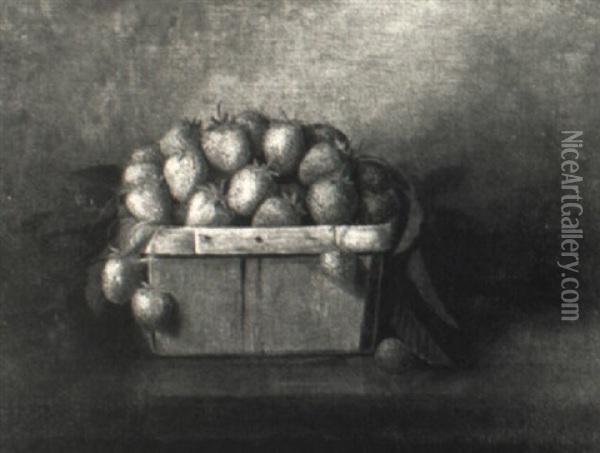 Still Life With A Basket Of Strawberries Oil Painting - Richard La Barre Goodwin