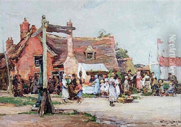 Village Fair St. Ives, Cambridgeshire Oil Painting - William Watt Milne