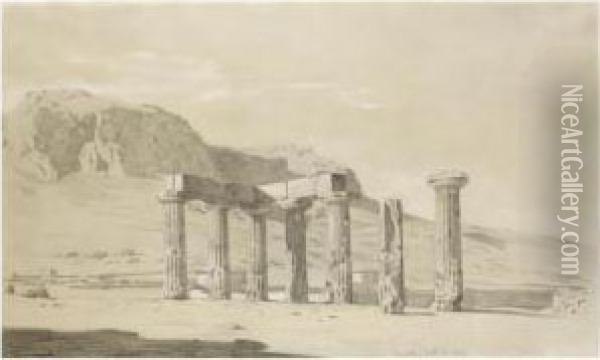 A View Of The Ruins And Temple At Corinth Oil Painting - Thomas Hartley Cromek