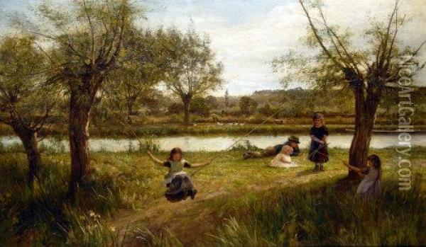 The Surrey And Essex Canal Oil Painting - James Aumonier