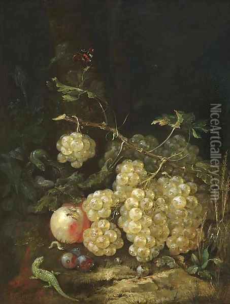 A still life with grapes Oil Painting - Georg Kneipp