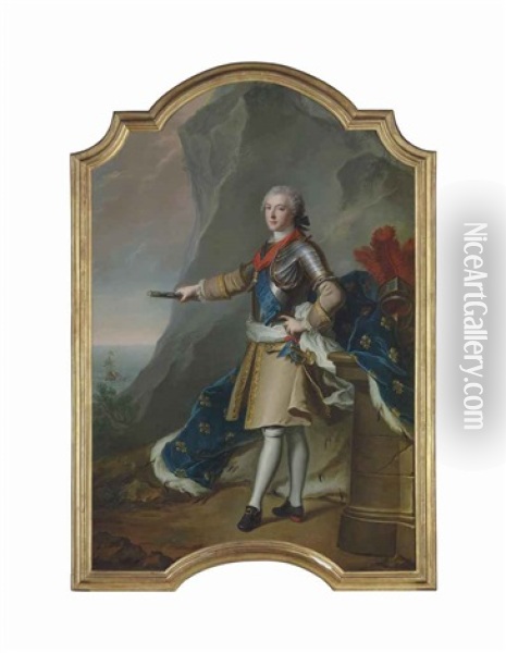 Portrait Of Louis-jean-marie De Bourbon, Duc De Penthievre (1725-1793), Full-length, In A Breastplate With The Sash Of The Order Of Saint Esprit... Oil Painting - Jean Marc Nattier