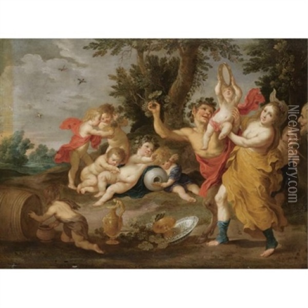 A Bacchanal Oil Painting - Victor Wolfvoet the Younger