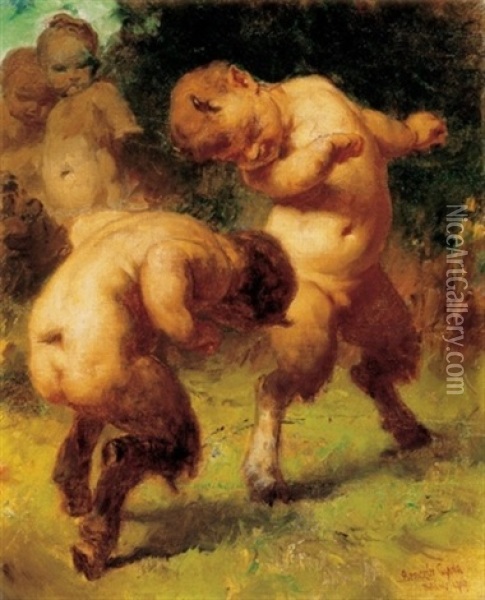 Versenges (rivalry) Oil Painting - Gyula von (Julius de) Benczur