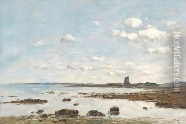 Saint-Vaast-La-Hougue. Les Rochers Et Le Fort Oil Painting - Eugene Boudin