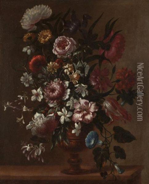 Bouquet De Fleurs Sur Un Entablement Oil Painting - Bartolome Perez