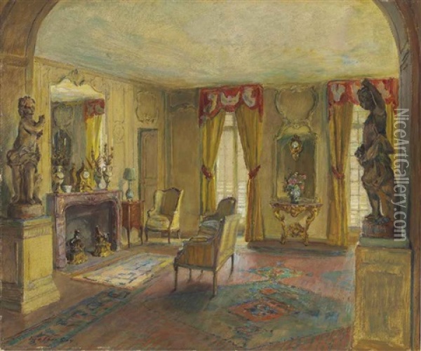 Salon Of The Chateau Du Breau Oil Painting - Walter Gay