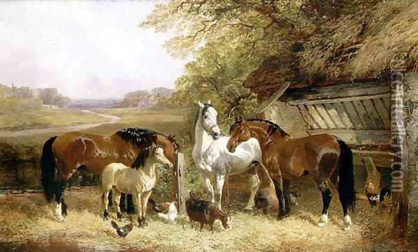 Farm Animals in a Landscape Oil Painting - John Frederick Herring Snr