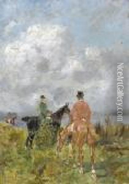 Reitergesellschaft An Der Kuste Oil Painting - John Lewis Brown