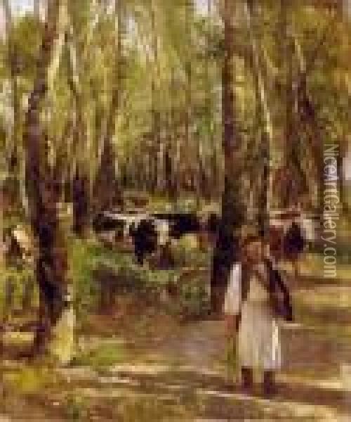 Lights In The Grove Oil Painting - Gyula Julius Agghazy /