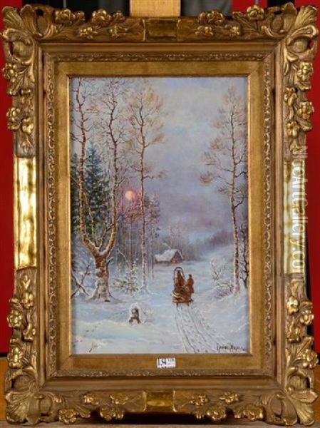 Paysage Anime Sous La Neige Oil Painting - Vladimir Leodinovitch (Comte de) Muravioff