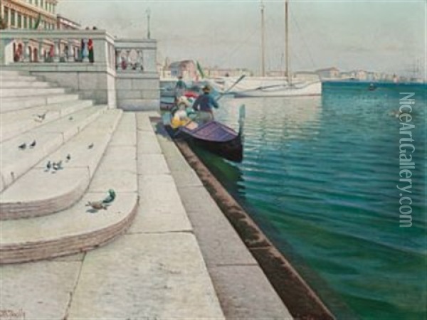 I Gondol Pa Riva Di Sciavoni I Venezia Oil Painting - Carl Wilhelm Boeckman Barth