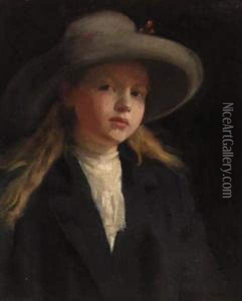 Portrait Of A Young Girl, Bust-length Oil Painting - George Murray