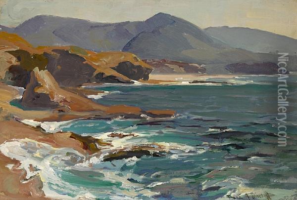 California Coastal Scene Oil Painting - Franz Bischoff