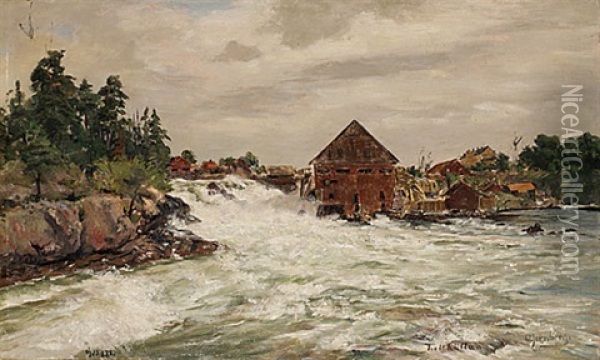 Trollhattan Oil Painting - Olof August Andreas Jernberg