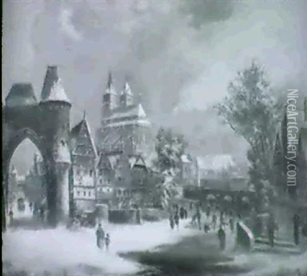 Eisvergnugen In Der Stadt Oil Painting - Ferdinand Lepie