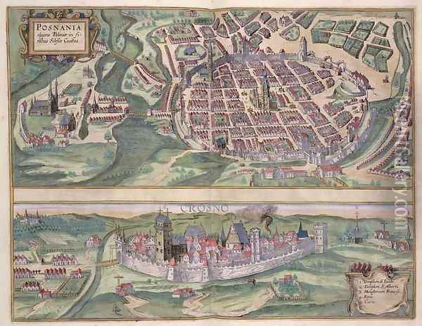Map of Poznan and Gruczno from Civitates Orbis Terrarum Oil Painting - Joris Hoefnagel