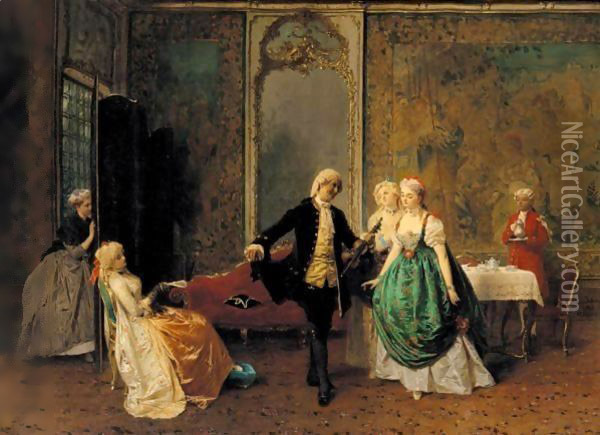 The Dancing Lesson Oil Painting - Domenico Induno