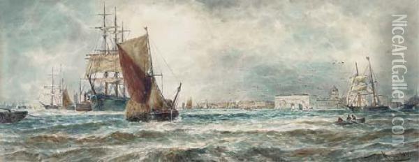 Shipping On The Thames At Greenwich Oil Painting - Thomas Bush Hardy