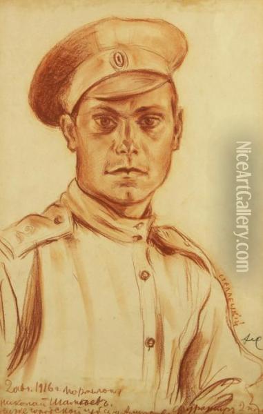 Nikolai Shamaev, Member Of The Russian Expeditionary Corps Oil Painting - Dimitri Semenovich Stelletsky