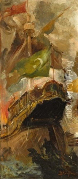 A Frigate Oil Painting - Vasilios Chatzis