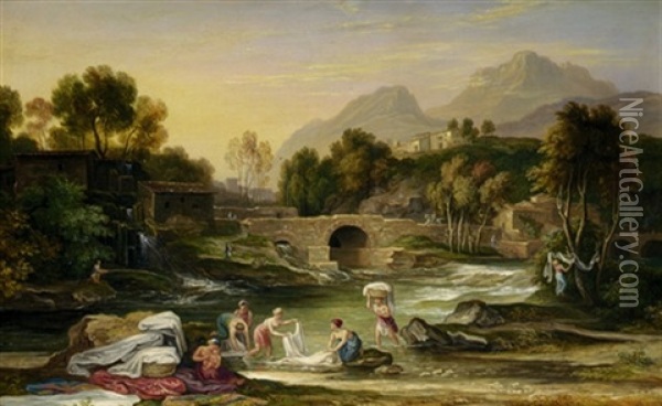 Ansicht Von Massa Carrara Oil Painting - George Augustus Wallis