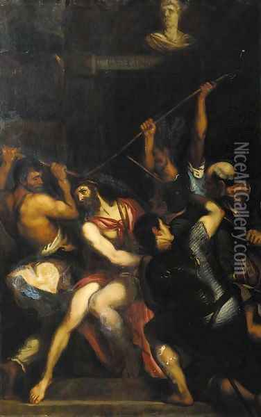 The mocking of Christ Oil Painting - Tiziano Vecellio (Titian)