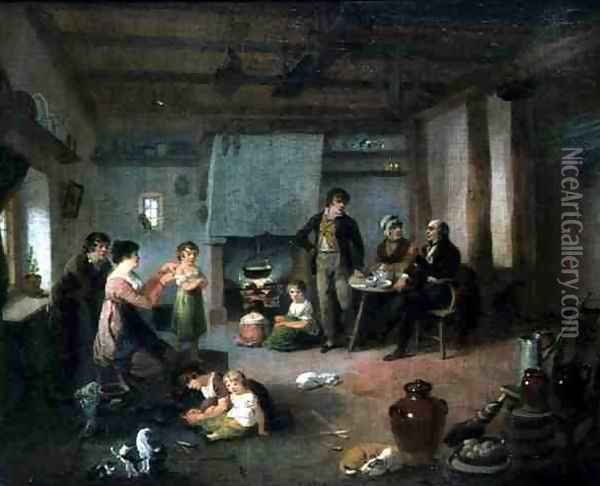 The Painters Family at Masham Oil Painting - Julius Caesar Ibbetson
