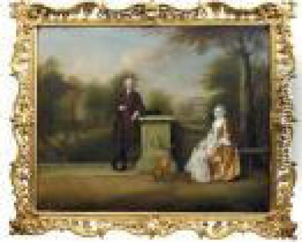 Portrait Of A Gentleman, With 
His Wife And Child, Possibly Captain The Hon. The Rev. Robert 
Cholmondeley And His Wife Mary Oil Painting - Arthur Devis