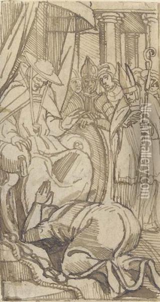Cardinal Pandulph Granting King John Absolution Oil Painting - Johann Henry Fuseli