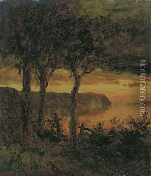 Palisades Opposite Hastings-on-Hudson Oil Painting - Jasper Francis Cropsey