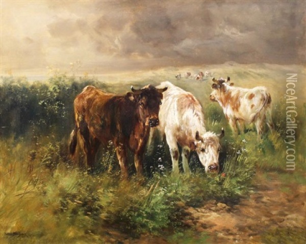 Cows In A Pasture Oil Painting - Rosa Bonheur