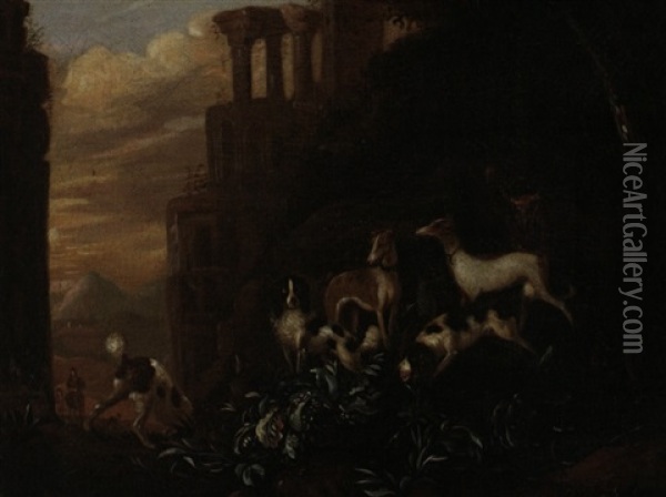 Hundemeute Vor Antiken Ruinen Oil Painting - Adriaen Cornelisz Beeldemaker