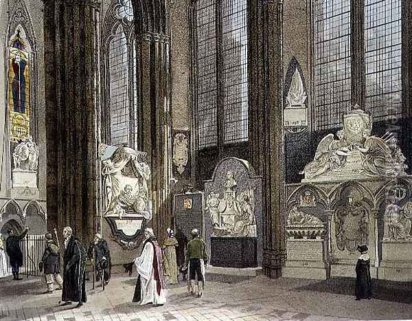 The Ninth, Tenth and Eleventh Windows in the North Aisle, plate 62 from Westminster Abbey, engraved by J. Bluck (fl.1791-1831) pub. by Rudolph Ackermann (1764-1834) 1812 Oil Painting - White, William Johnstone