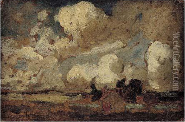 Paysage, Etude De Nuages, Circa 1900-1903 Oil Painting - Richard Emile Miller