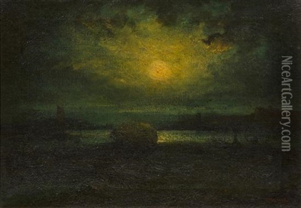 Moonlit Night Oil Painting - Hudson Mindell Kitchell