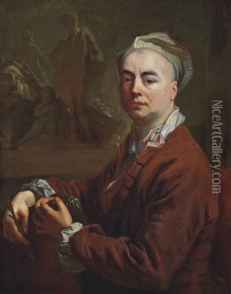 Self-portrait Of The Artist Oil Painting - Nicolas de Largilliere