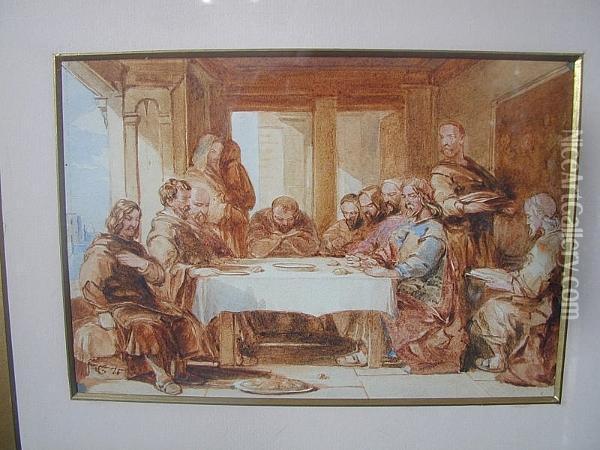 The Last Supper Oil Painting - George Cattermole