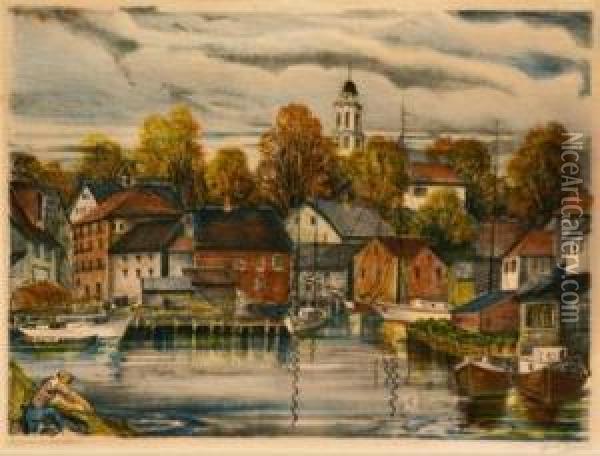 Kennebunkport Harbor Oil Painting - Emil Ganso