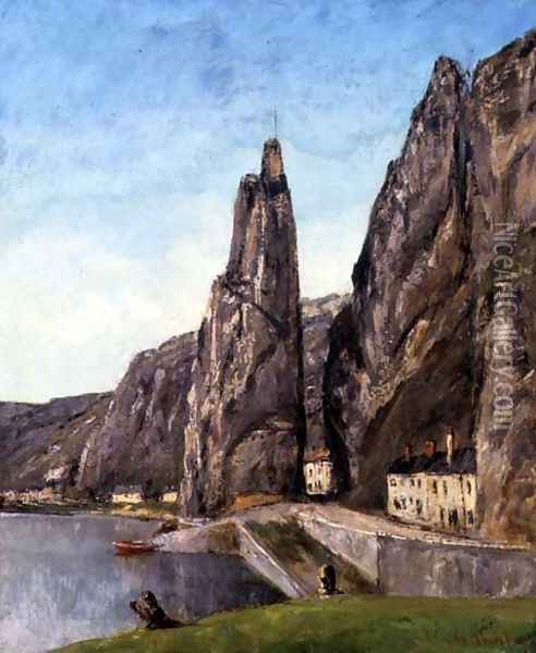 The Rock at Bayard, Dinant, Belgium, c.1856 Oil Painting - Gustave Courbet