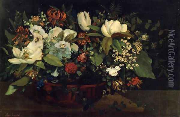 Basket of Flowers Oil Painting - Gustave Courbet