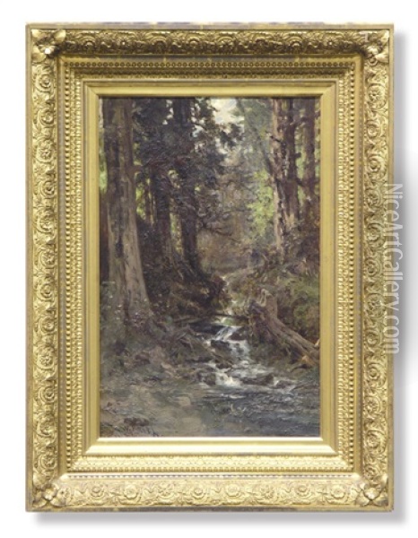 Stream Through The Redwoods Oil Painting - William Keith