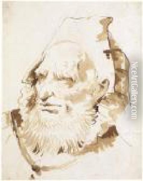 Head Of An Oriental With A Short Beard Oil Painting - Giovanni Battista Tiepolo